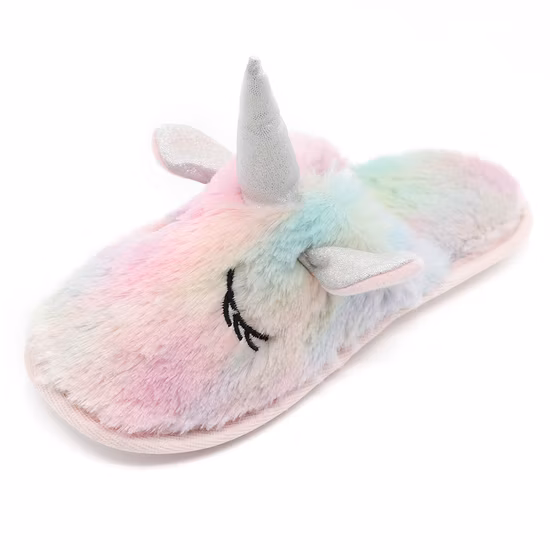 Women Lovely Unicorn Plush Home Slippers Novel Fashion Non-Slip Comfortable Slippers