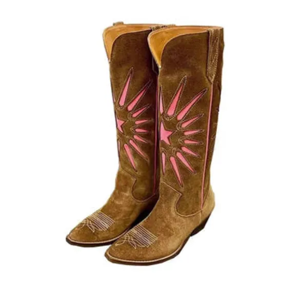 Women Zipper Platform Chunky Low Heel Knee High Boots