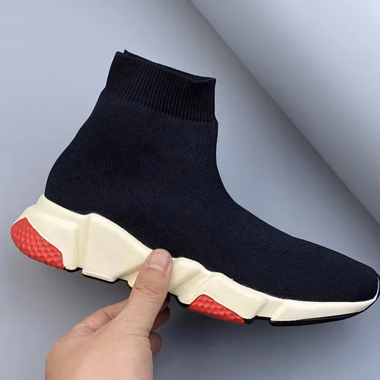 Wholesale Black White Fashion Girls Shoes High-Top Sock Women Sneaker