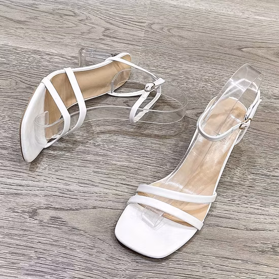 Custom Color 2023 Summer Comfortable Square Toe Womens Shoes Heeled Sandals